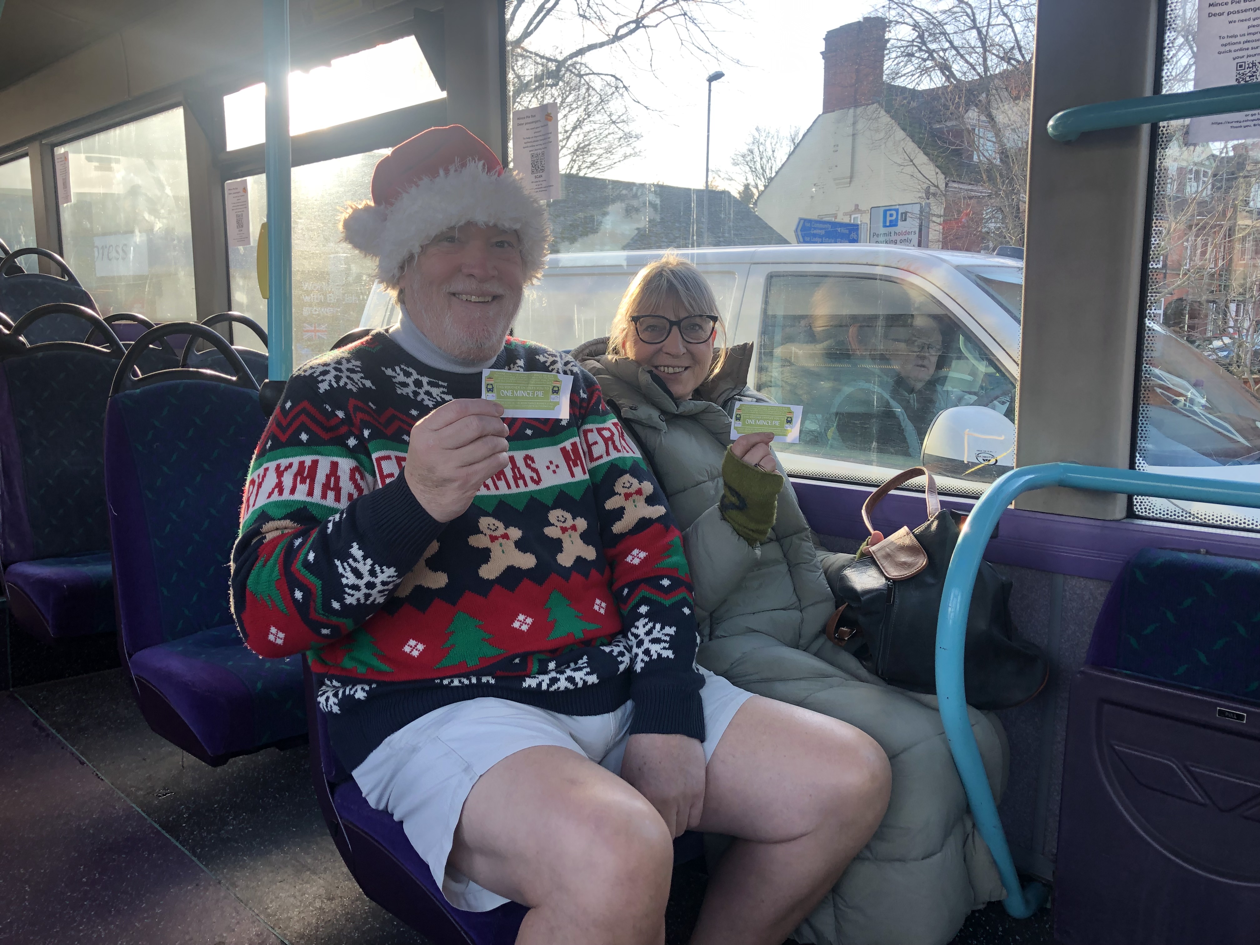 Passengers on Mince Pie Bus.