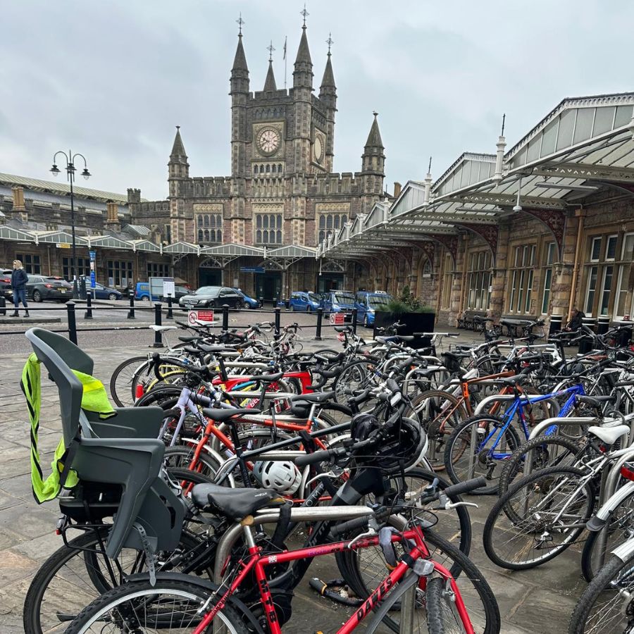 Cycle parking at train station.