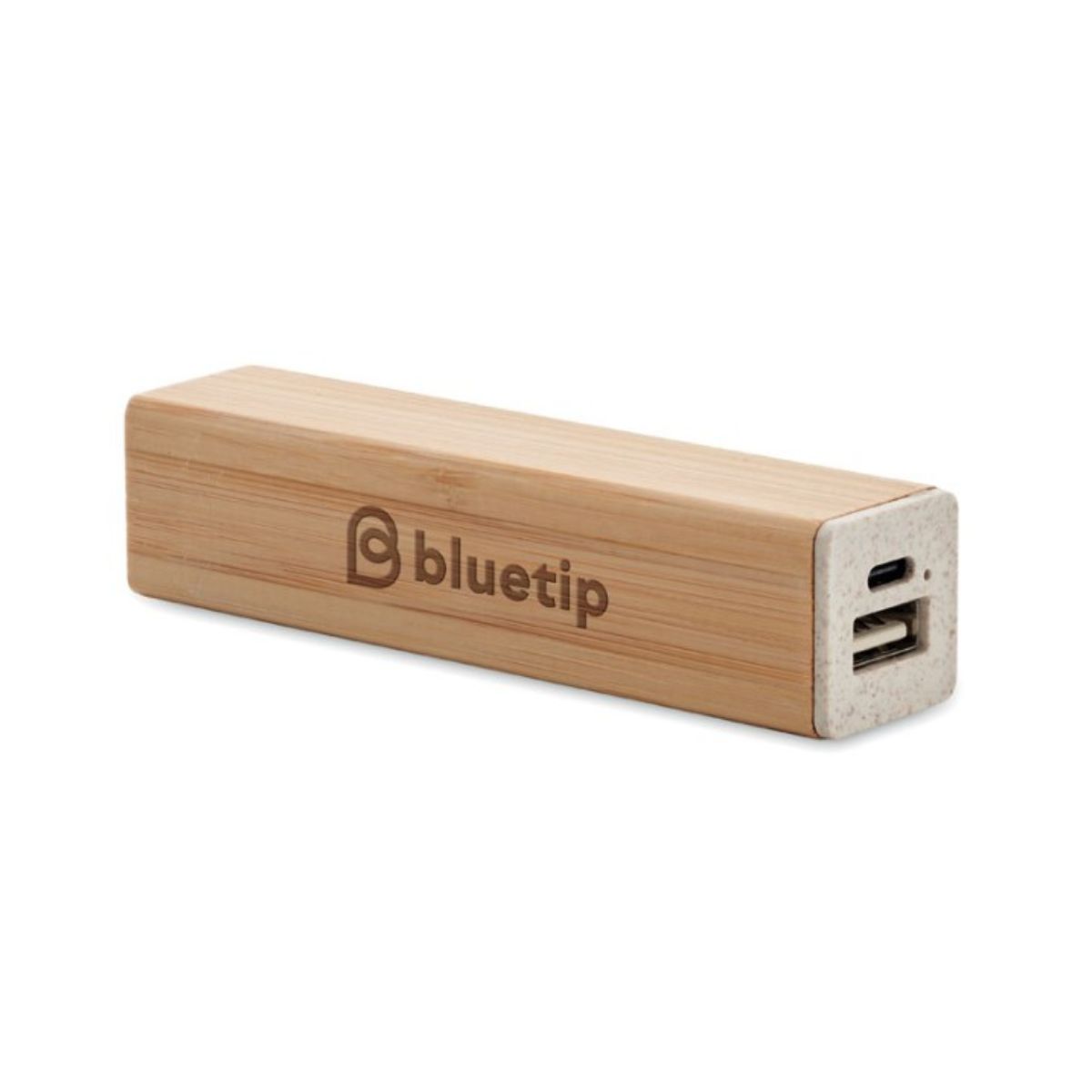 Bamboo Powerbank with logo.