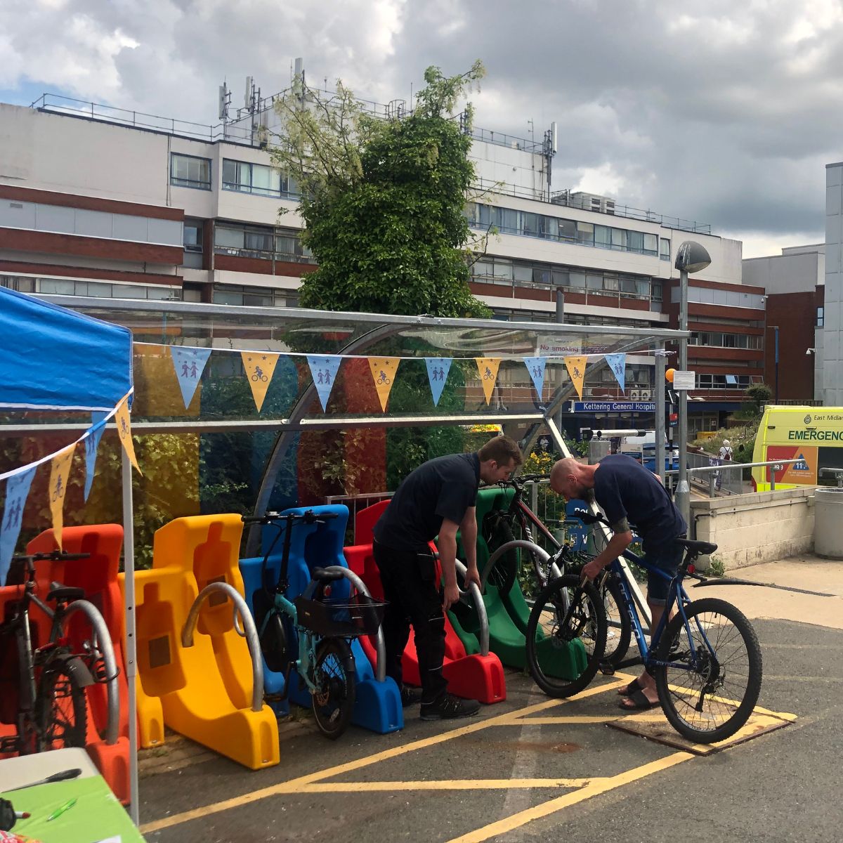 Bright Bike rack at a local hospital