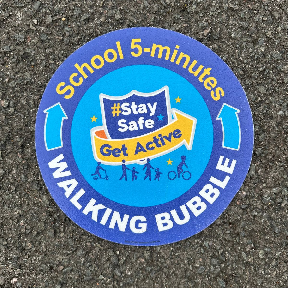 Walking Bubble 5 mins pavement sticker.