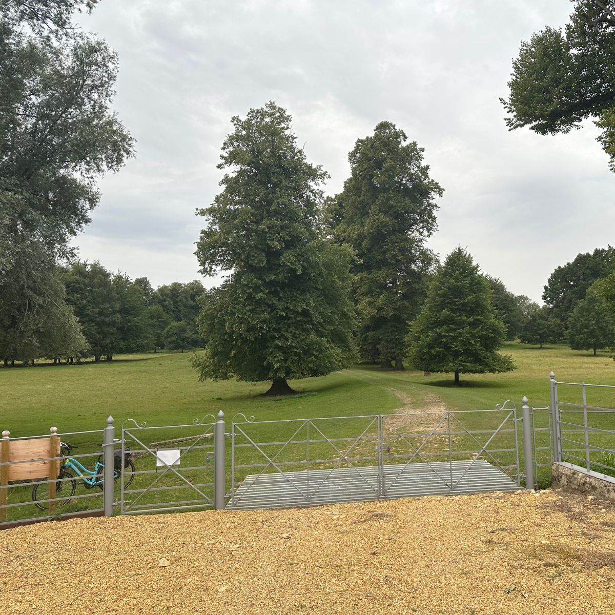 Star pond gate with bike.