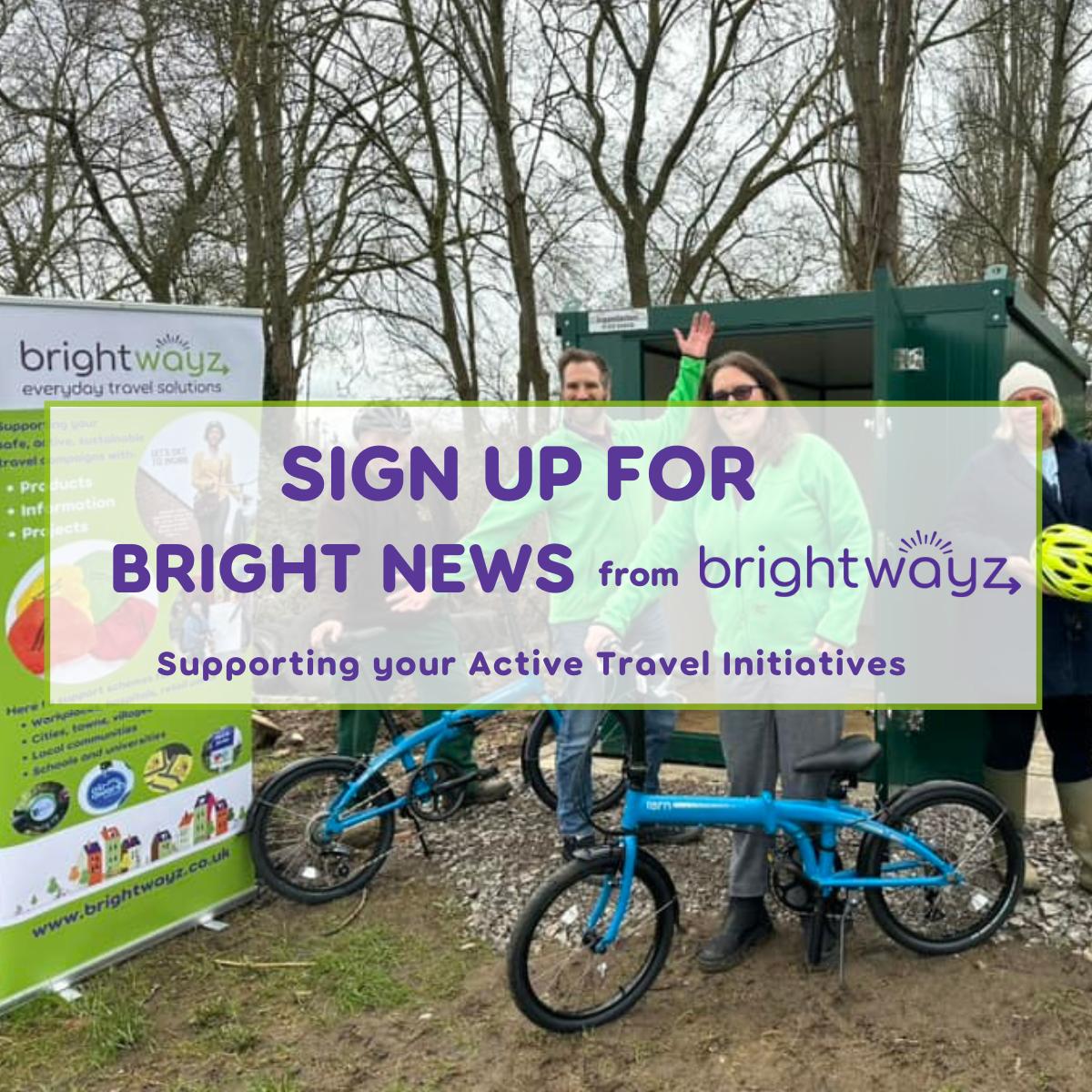 Sign up for Bright News message with people waving in background