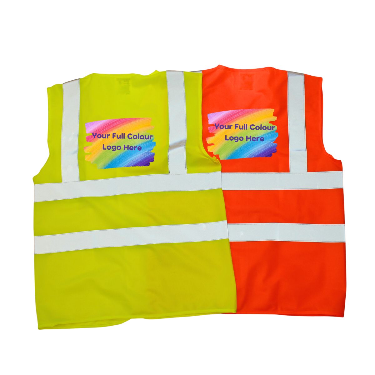 High Vis Adult waistcoat showing Full-Colour back Print example
