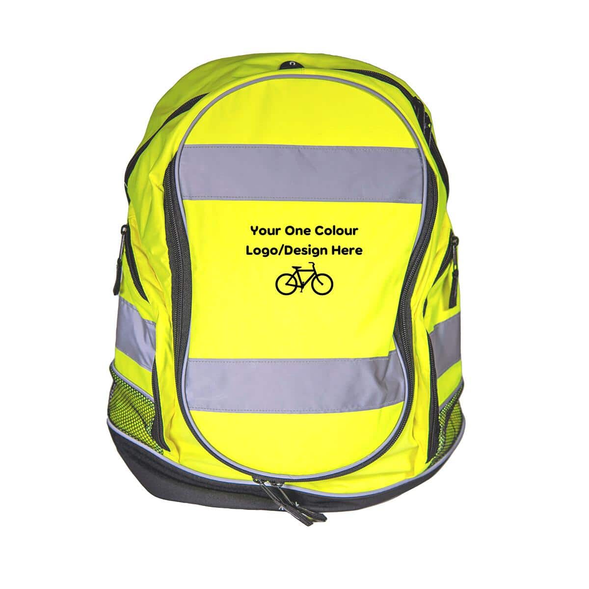 High Vis Rucksack with 1 colour custom print.