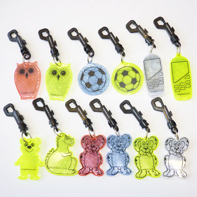 Rigid Reflector on Clip Different designs and colours.